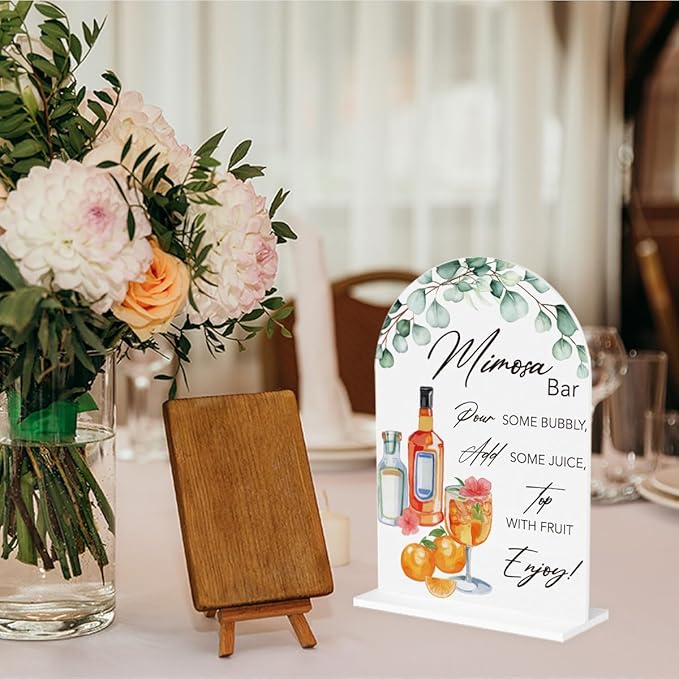 Mimosa Bar Sign for Wedding Acrylic Arch Wedding Bridal Shower Baby Shower Welcome Table Signs for Ceremony and Reception Decor Mimosa Bar Supplies 7 x 5 Inches