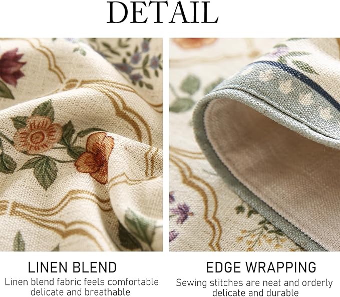 ISAENNE Designer Vintage Elegant Linen Table Runner 87 Inches Long,Colorful Wildflower Pattern Runner,Decor Table Runners for Dining Tables,Thanksgiving,Christmas,Banquet,12"*87"-Serenity B