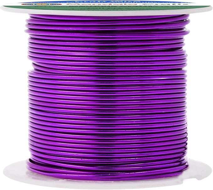 Mandala Crafts 16 Gauge Anodized Aluminum Craft Wire for Jewelry Making - 100 FT Colored Flexible Purple Wire - Bendable for Bonsai Armature Crafting Sculpting
