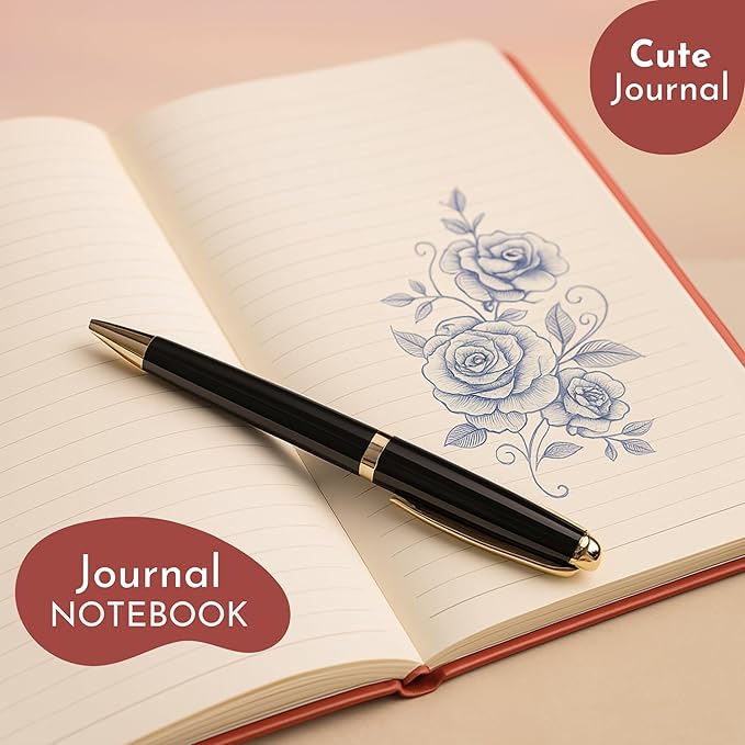 SETTINI Lined Journal, Ideal for Journaling - A5 Vegan Leather Notebook, 192 Archival-Quality Pages, QuillEase Bleed-Free Paper, Inner Pocket & Bookmark - Love Journal for Women, Red Heart