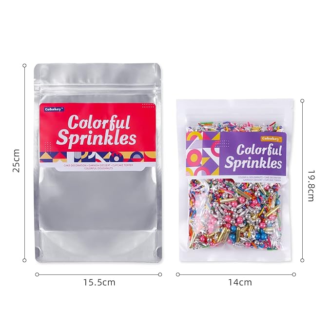Rainbow Sprinkles for Cake Decorating - Metallic Gold Sprinkles Silver Star, Colorful Jimmies, Sugar Pearl, Cupcakes Topper, Ice Cream, Cookie Decorations for Christmas Birthday Party