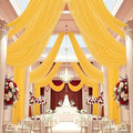 DUOBAO Chiffon Ceiling Drapes 20FT 6 Panels Gold Sheer Wedding Backdrop Curtains for Indoor Events Banquet Hall Tent Drapery Soft Draping Fabric for Arches Christmas and Photography