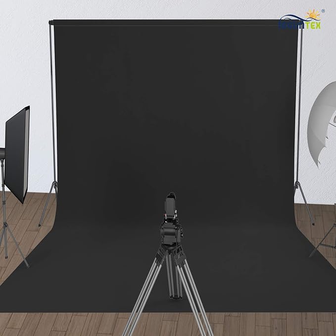 ISSUNTEX 6X9 ft Background Muslin Backdrop, Photo Studio, Collapsible High Density Screen for Video Photography and Television-Black