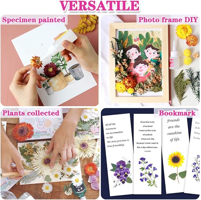 Vignee Real Dried Pressed Leaf Flowers-Multiple Colorful Pressed Flowers Daisies for Craft Resin Jewelry Making Art Craft DIY and Soap Candle Scrapbooking DIY Resin（Yellow）