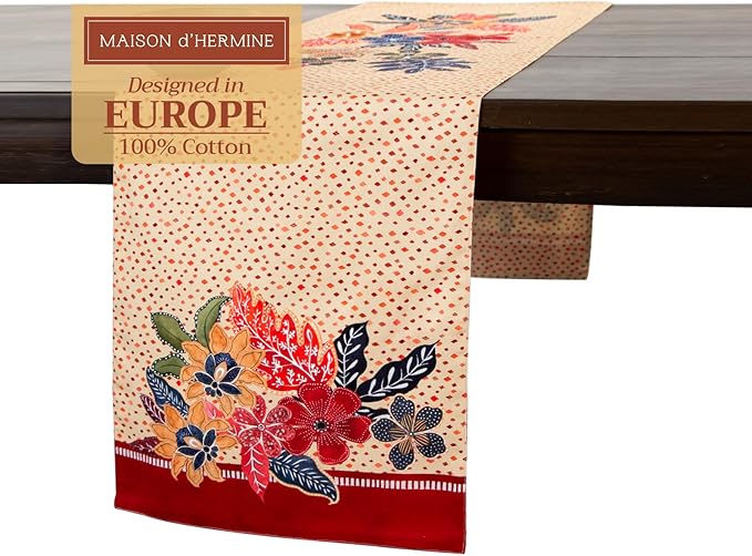 Maison d' Hermine Table Runner 100% Cotton Double Layer Table Runners 72 inches Long for Thanksgiving Christmas Decorations Home Kitchen Dining Party Wedding (Kalahari, 14.5" x 72")