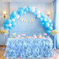 Luxury Organza Mesh Table Skirt Draping Floating Romance - Perfect for Bridal Showers, Birthday Weddings - Clear Flowing Decoration for a Wonderful Main Cake Table (Sky Blue-6ft, 72" L×30" H)