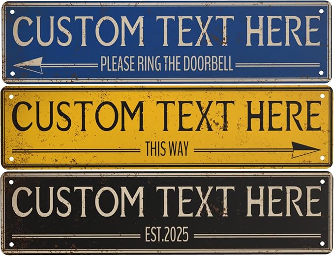 Custom Signs Outdoor Metal Personalized Street Signs with Your Text Name Logo Photo for Business Home Street Bar Outdoor Indoor Wall Decor Fade Resistant Plaque