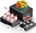 Extra Large Buffet Risers Set, 10" 12" 14" White Acrylic Food Risers for Buffet Table, Display Stand Shelf with Hollow Bottoms for Catering Dessert Collectibles Jewelry Figures Show(Black)