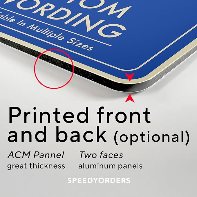 Custom Decorative Outdoor Metal Signs, Personalized Aluminum Signs, Customized Driveway Signs, Waterproof Signs Made In USA, Design 1 Blue Steel 36x24 In