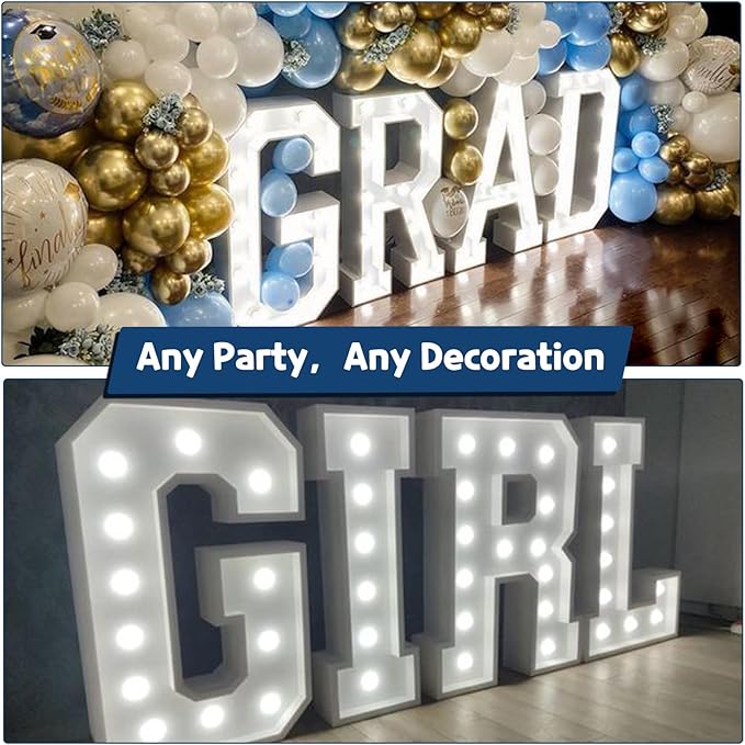 Marquee Letters 4 Feet Tall Large Light Up Letters Baby Shower Decorations Wedding Engagement Proposal White Party Decorations Marry Me Sign Big Cardboard Backdrop T