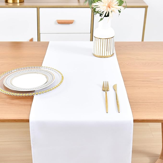 Farmhouse White Table Runner Dining Table Runners 60 Inches Long Coffee Table Runner for Dresser Living Room Bedroom Holiday Party Banquet 12X60 Inch