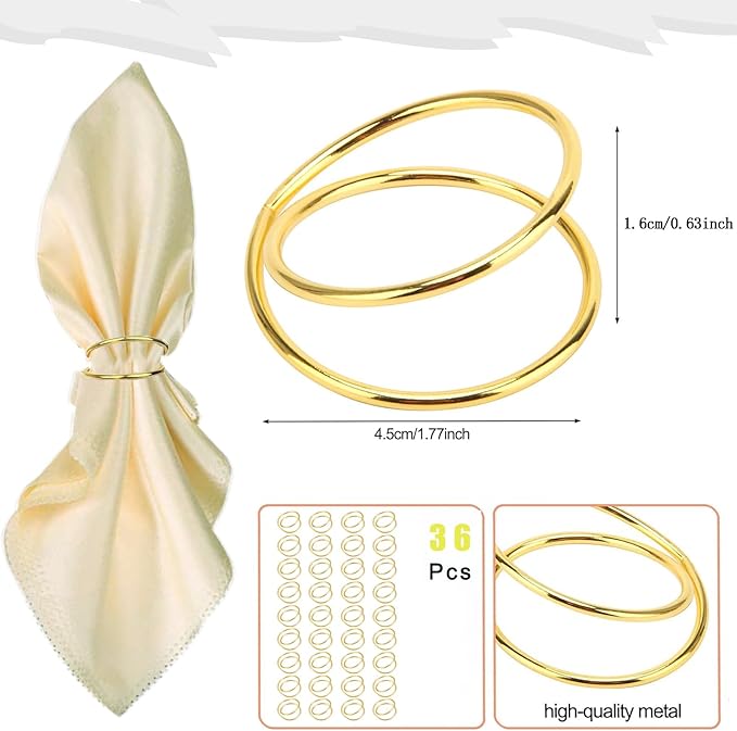 Gold Napkin Rings - 36 PCS Metal Spiral Napkin Rings(Spiral) Napkin Holders Buckles for Family Dinner, Wedding, Party,Table Decorations