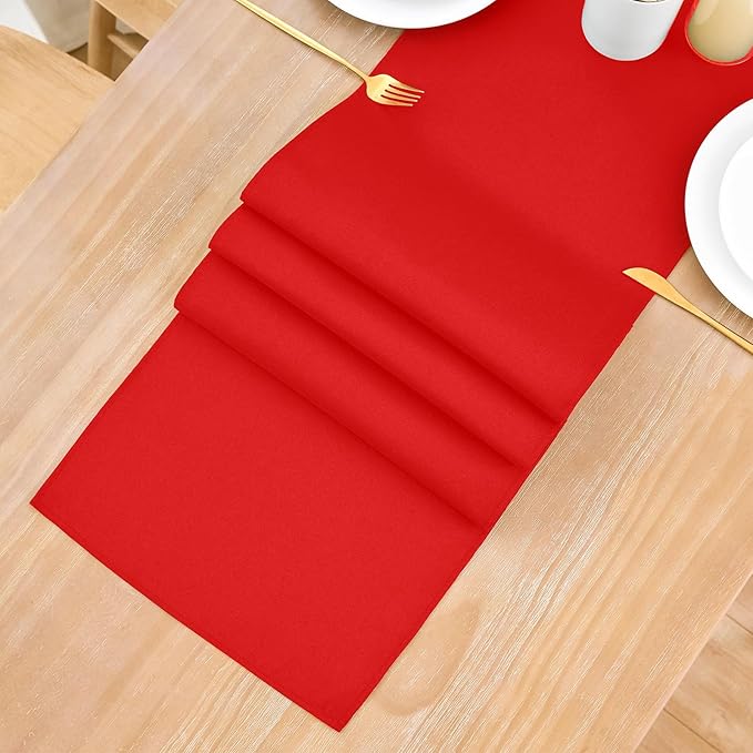 2 Pack Red Small Short Table Runner 12 x 24 Inch Solid Color Runners Coffee Table Dresser for Daily Party Home Decoration