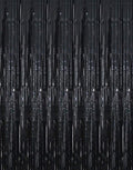 GOER 3.2 ft x 9.8 ft Metallic Tinsel Foil Fringe Curtains Party Photo Backdrop Party Streamers for Halloween,Birthday,Graduation,New Year Eve Decorations Wedding Decor (4 Packs,Black)