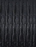 GOER 6.4 ft x 9.8 ft Metallic Tinsel Foil Fringe Curtains,Pack of 2 Party Streamer Backdrop for Birthday,Graduation Decorations and New Year Eve (Black)