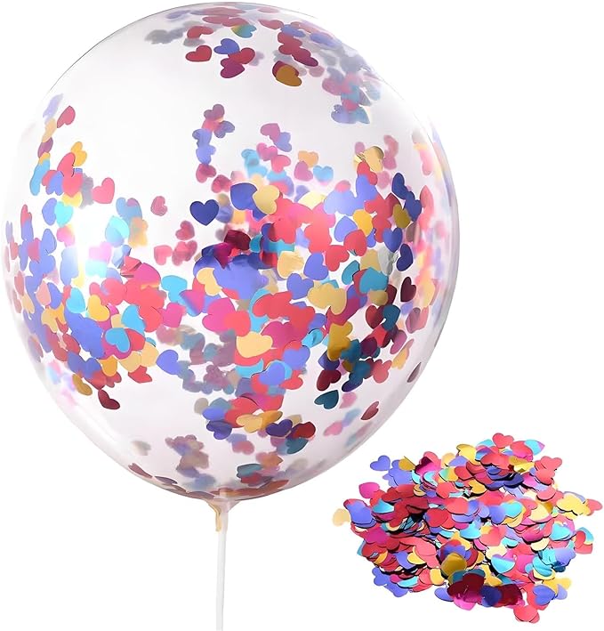 Rainbow Heart Metallic Foil Confetti 8000 Pcs Shiny Heart Table Confetti for Fill Balloon Wedding Graduation Party Decorations,60g of Pack