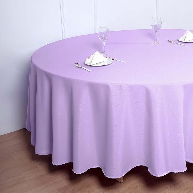 Efavormart Round Tablecloth, 108 Inch Stain & Wrinkle Resistant Washable Table Cloth, Decorative Polyester Fabric Table Cover for Banquet, Wedding, Dining- Lavender