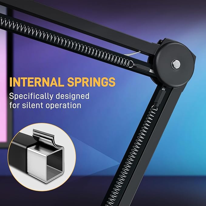 MAONO Microphone Boom Arm: Heavy Duty Adjustable Metal Suspension mic stand with Upgraded Desk Clamp and 3/8" to 5/8" Screw Adapter for Podcasting Recording Streaming Gaming - BA37