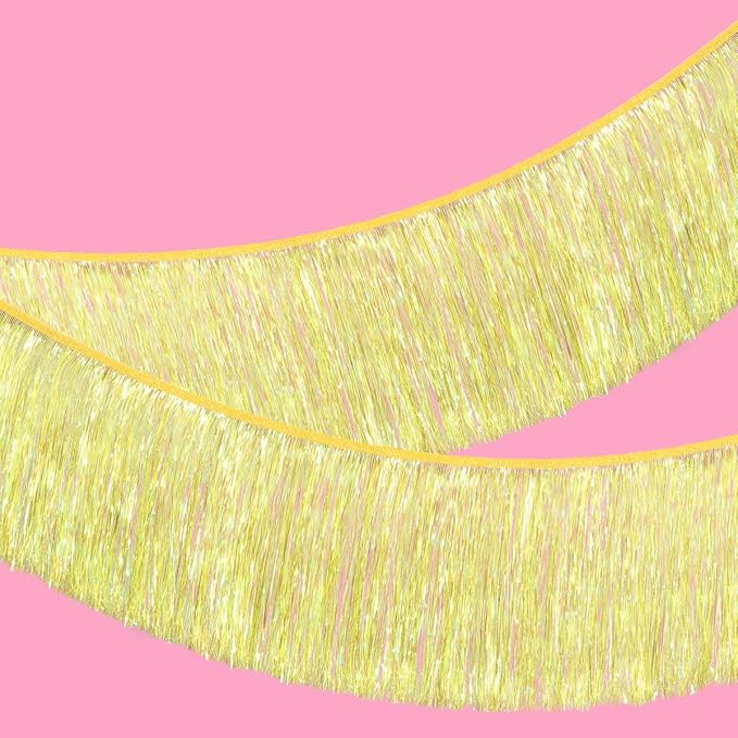 xo, Fetti Yellow Fringe Banner - 5 Ft. | Groovy Bachelorette Party Decorations, Pastel Preppy Birthday Party Decor, Smiley Baby Shower Supplies, Photo Booth Backdrop, HBD