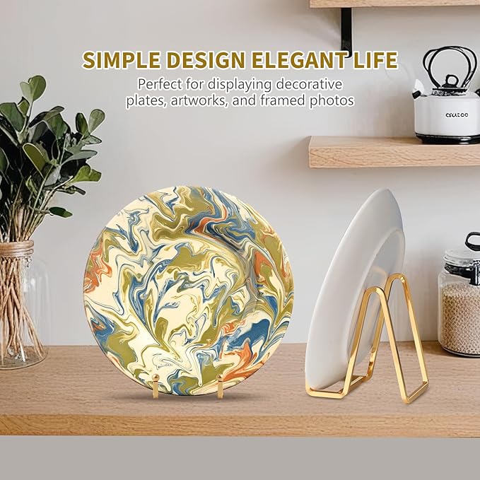Plate Holder Easel Display Stand - 6 inch Metal Plate Stands for Display - Tabletop Picture Stand - Gold Iron Easels for Display Pictures | Photo Frames | Book | Decorative Plates | Plaque - 2 Pack