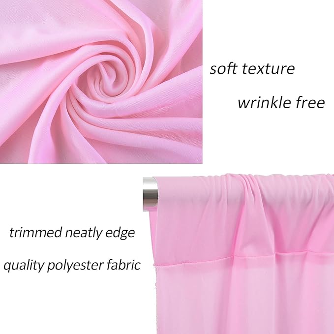 AK TRADING CO. 10 feet x 8 feet IFR Polyester Backdrop Drapes Curtains Panels with Rod Pockets - Wedding Ceremony Party Home Window Decorations - Pink