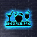 Custom Metal Bar Sign with LED Light Personalized Bar Theme Cocktail Metal Sign, Bar Theme Sign Wall Art Beack Bar Pub Decor Tiki Bar Decor