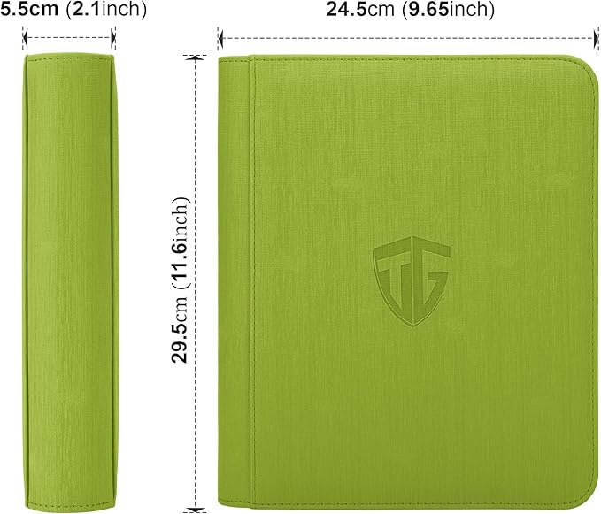 Toploader Binder,Holds 112 Toploaders, 4 Pocket Top Loader Binder for 3" x 4" Rigid Card Holders for Trading Cards or Sports Cards Binders (Green)
