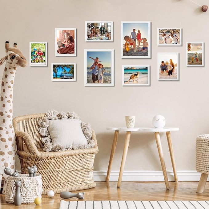 KTKDE A4 Picture Frame White Wooden Photo Frame Set of 3, for Certificate Poster and Photo, Horizontal and Vertical Formats 8.3x11.7 Frame with Shatter Resistant Plexiglass Home Decor best gift
