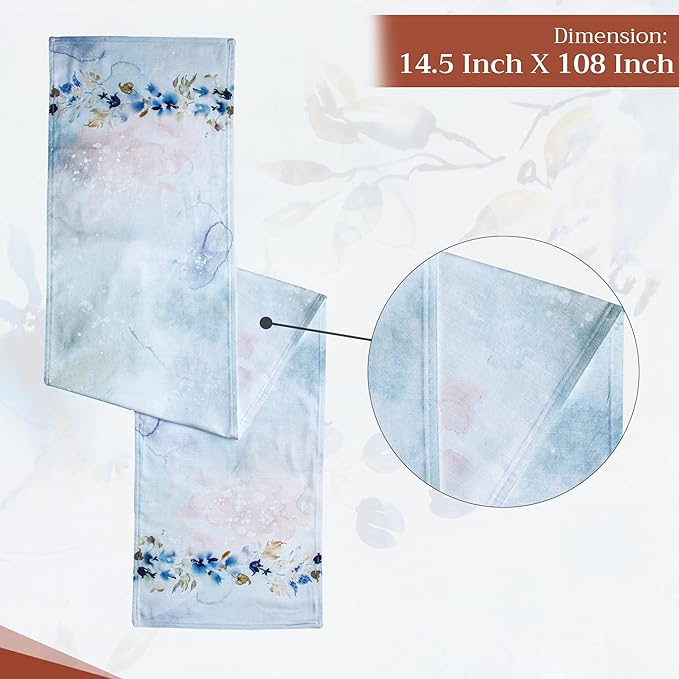 Maison d' Hermine Table Runner 100% Cotton Double Layer Table Runners 108 inches Long Decorative for Home Kitchen Dining Party Wedding Bridal Shower Spring Summer (Lazy Summer Days, 14.50" x 108")