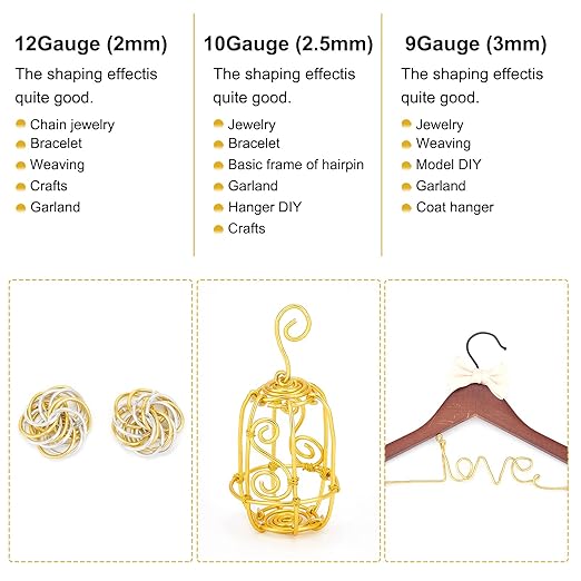 BENECREAT 9 12 17 18 20 22 Gauge Aluminum Wire (12 Gauge,100FT) Anodized Jewelry Craft Making Beading Floral Aluminum Craft Wire for Christmas Tree, Garden, Model Making - Brown