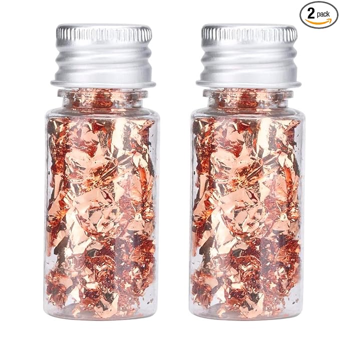 Edible Gold Leaf, Gold Leaf Cake Decoration Gold Flakes Food Gold Foil Decoration Baking Gold Foil Decor Chocolates Decor Gold Leaf Sheets for Cooking Dessert Decoration Crafts Makeup (Rose Gold)