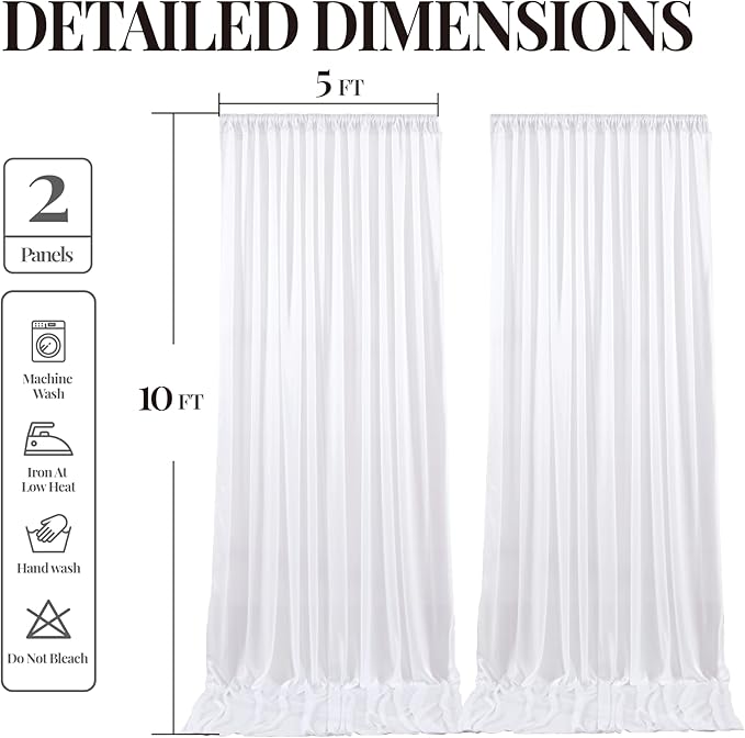 10x10 ft White Glitter Backdrop Curtain for Parties, Wrinkle Free Glitter Photo Backdrop Drapes 2 Panels 5x10FT Shimmer Back Drop Cloth for Wedding Birthday Baby Shower Photography Background Decor