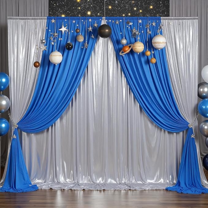 gogoparti 10x10FT Silver Sequin Backdrop Curtain - 2 Panels of 5x10FT Wrinkle-Free Glitter Drapes for Photography, Birthdays, Weddings & Graduations
