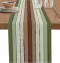 Sage Green Wooden Cotton Linen Table Runner for Dining Kitchen, Wedding Outdoor Party Tablerunners Decoration, Vintage Country Retro Distressed Grain Dresser Scarf Coffee Tablecloth Runners 13''x120''