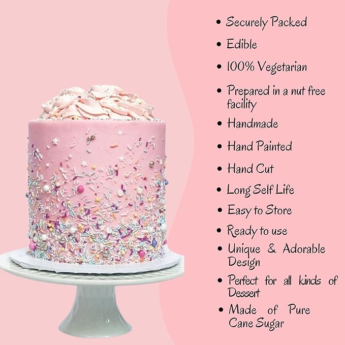 Confect Sprinkles for Cakes & Cupcakes | Birthday Party Mix - Hot Pink, Black & Orchid Green Dragees, Gold, Green Sparkling Sugar | Vegan, Gluten-Free, Nut-Free, Dairy-Free | Handcrafted - 5 Oz