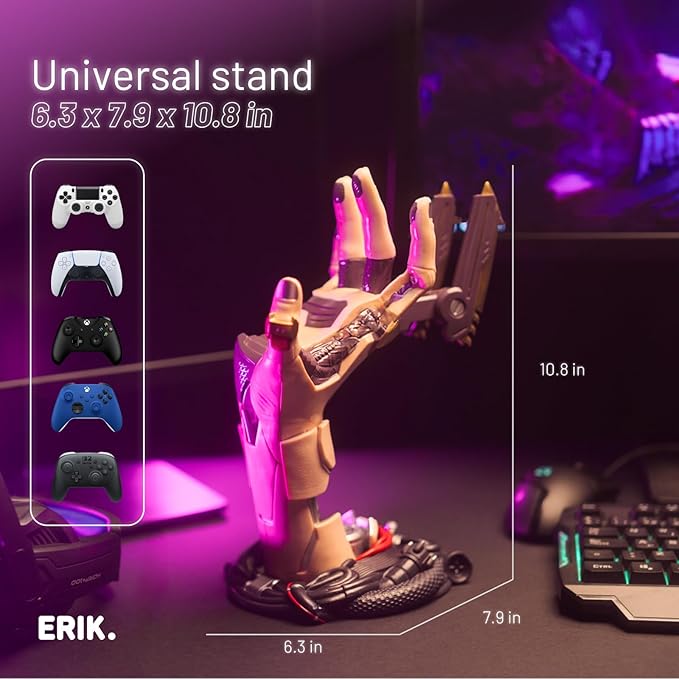 Grupo Erik Cyberpunk Gaming Controller Holder | Gaming Headset Stand | Gaming Stuff & Gaming Room Decor | Controller Stand Perfect for Gamer Gifts | 6.3 x 7.9 x 10.8 in