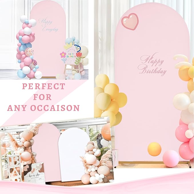 SoarDream Arch Backdrop Cover Pink Spandex Fitted 5FT Pink Wedding Arch Covers Balloon Round Top Chiara Arch Backdrop Fabric for Bridal Shower Wedding Birthday Party Stage Decoations