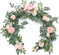 Ling's Moment Arch Flower Garland - 6FT Eucalyptus & Rose - Sweetheart Table Decor for Wedding Reception, Artificial Floral Garland for Mantle, Thanksgiving, Christmas Decoration, Blush Pink & Cream