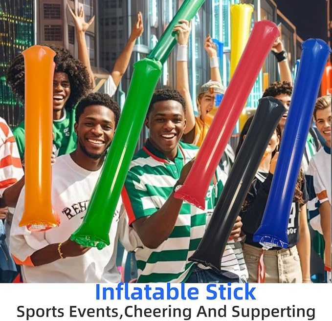 40pcs Round headTeam Spirit Boom Sticks Thunder Sticks Cheering Sticks Team Spirit Plastic Cheerleading Spirit Stick Clapper Inflatable Noise Maker Sports Supply (White)