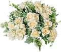 Artificial Flower 5 Branches Artificial Silk Fake Flowers Bouquet Small Roses for Wedding Home Office Tables Decor 4 Packs(Champagne)