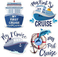 Hoteam 4 Pcs My First Cruise Door Decorations Magnetic Large My 1st Cruise Door Magnets Decor Funny Waterproof Anchor Life Preserver Ring Nautical Magnets for Carnival Cabin Stateroom Fridge Car