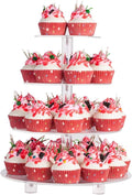 YestBuy 4 Tier Round Acrylic Cupcake Stand with Base, Premium Cupcake Holder, Acrylic Cupcake Tower Display Cady Bar Party Décor – Display for Pastry (4" Between 2 Layers with Base)