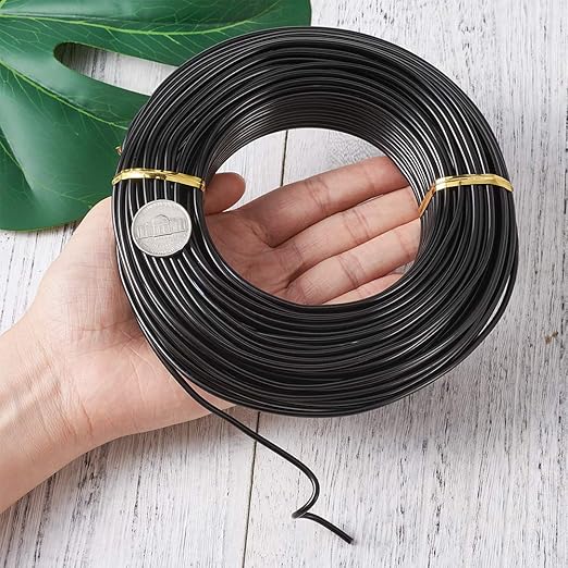 Fashewelry 114 Feet 10 Gauge Aluminum Wire Black Bendable Metal Craft Wire for Beading Jewelry Craft Making (2.5mm)