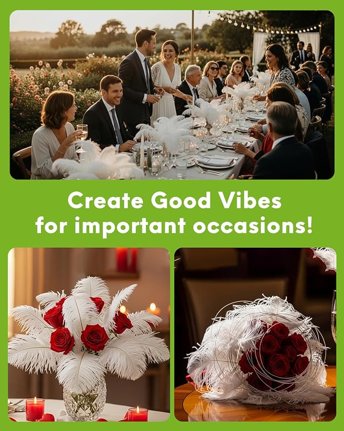 NEWONG 30pcs White Ostrich Feathers Natural Bulk 9-12inch(23-30cm) Vase Craft Wedding Home Party Centerpieces Christmas Day Decoration