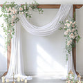 Socomi White Sheer Wedding Arch Draping Fabric 29" x 20Ft 4 Panels Outdoor Curtain Drapes Extra Long for Bridal Baby Shower Ceremony Birthday Party Decor