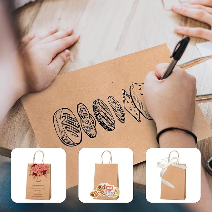METRONIC Paper Gift Bags 10x5x13'' 200Pcs Brown Paper Bag with Handles Bulk, Kraft for Small Business, Birthday Wedding Party Favor Bags, Christmas, Retail shopping