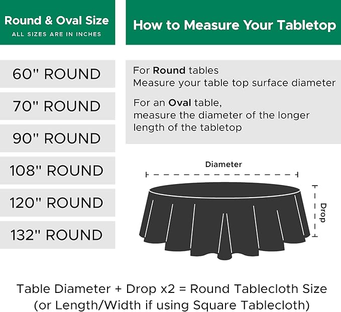 Biscaynebay Textured Fabric Round Christmas Table Cloths 108", Hunter Green Water Resistant Folding Table Covers for Dining, Kitchen, Wedding, Parties etc. Machine Washable