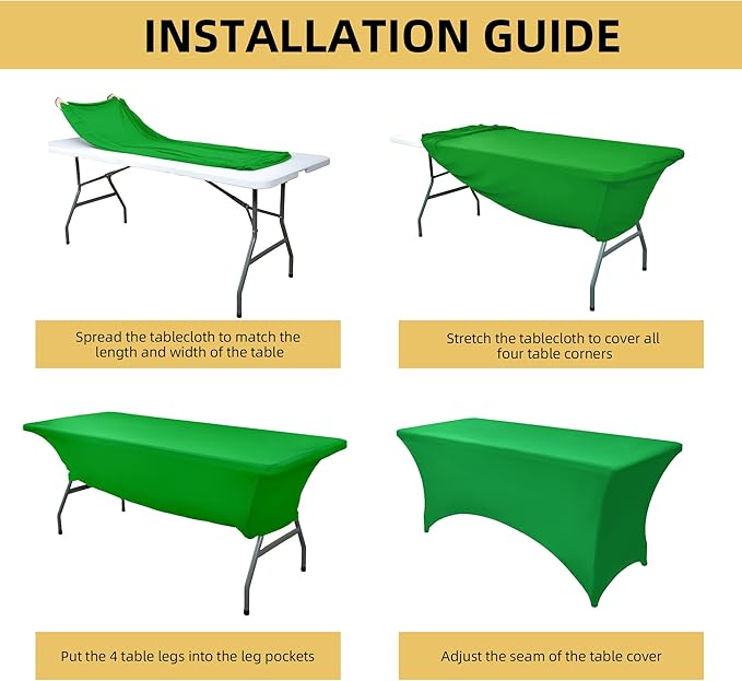 6-Pack 6ft Spandex Table Covers for Rectangle Standard Folding Tables - Wrinkle Resistant Stretch Tablecloths - Ultimate Fitted Table Protector for Parties, Trade Shows, Wedding