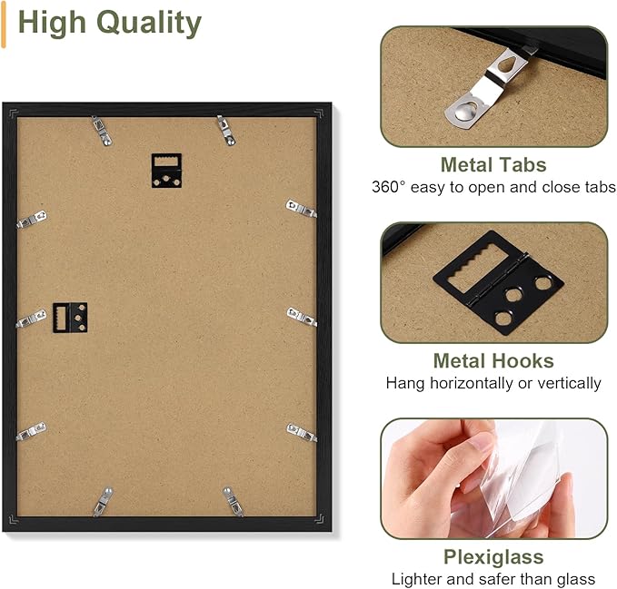 Vittanly 12x16 Collage Picture Frame, Displays 4Pcs 5x7 Pictures with Mat, Picture Frames Collage Wall Decor for Horizontal or Vertical Display, Black, 1 Pack