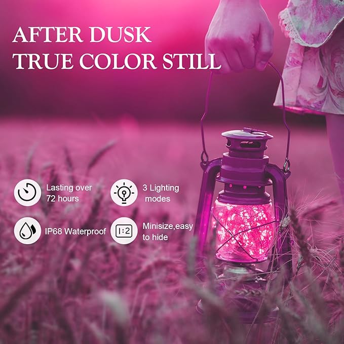 Aogist Led Fairy Lights 3 Modes Battery Operated String Lights Waterproof Silver Wire 7 Feet Firefly Starry Moon Mason Jar Lights for DIY Wedding Party Christmas (Pink, 8 Pack)